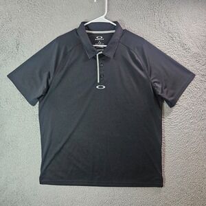 Oakley Polo Shirt Men XL Short Sleeve Logo Gray Trim Black